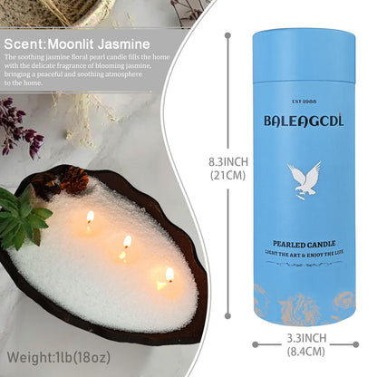 1.1lb Moonlit Jasmine Scented Pearled Candle with 30 Wicks-MANNYCOM Sand Wax Burns up to 110 Hours–DIY Refillable Candles Making Kit-Smokeless Clean Burning for Wedding Gifts-White