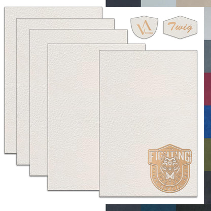 Cream/Gold Laserable Leatherette Sheet Laser Engraving Blanks White Faux Leather Hat Patches Heat Press Iron-on with Heat-Activated Adhesive Backing for Beanie Cap Crafts Material Supplies,1.8mm,5-Pcs