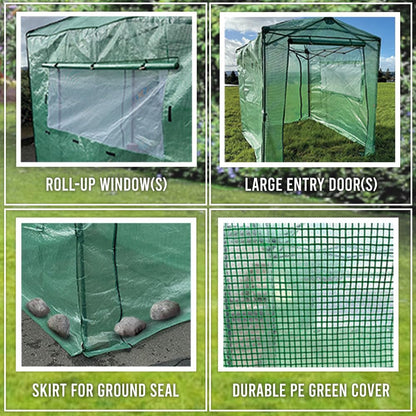 Garden Winds Reinforced Replacement Cover Compatible with The GH48-GRN-AZ Eagle Peak 8x6 Portable Walk in Pop Up Greenhouse Zipper Entry Doors 2 Mesh Side Windows - PE Fabric , Classic Forest