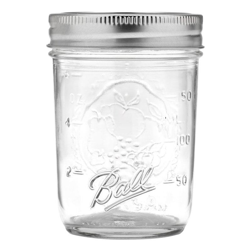 Ball Half Pint (8 oz.) Regular Mouth Glass Mason Jars w/ Cap - Set of 12 AEP