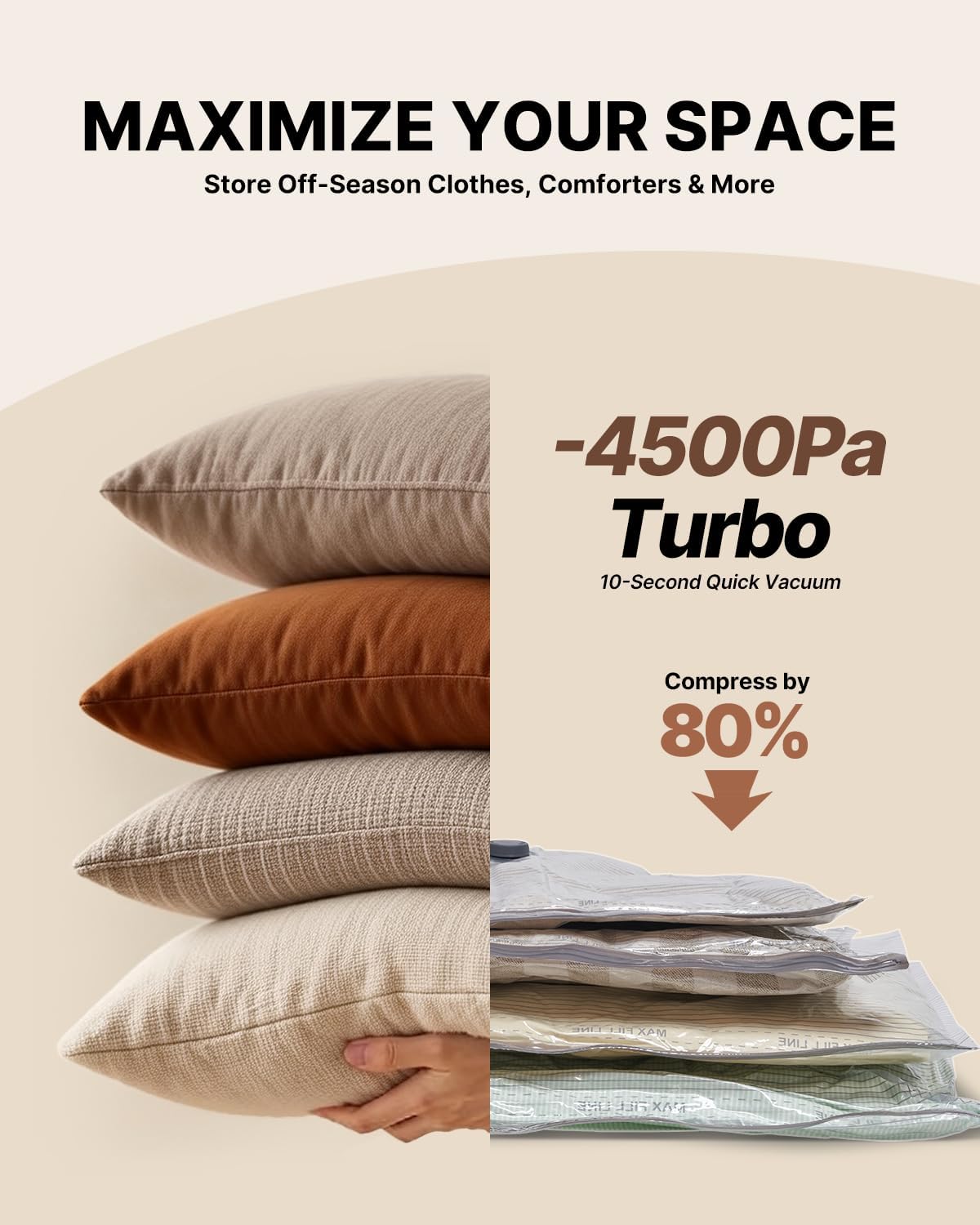 VINTAR Vacuum Seal Bags - 24 Pack Space Saver Storage with Rechargeable Cordless Pump | Ideal for Travel & Bedding