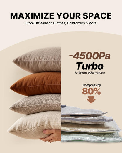 VINTAR Vacuum Seal Bags - 24 Pack Space Saver Storage with Rechargeable Cordless Pump | Ideal for Travel & Bedding