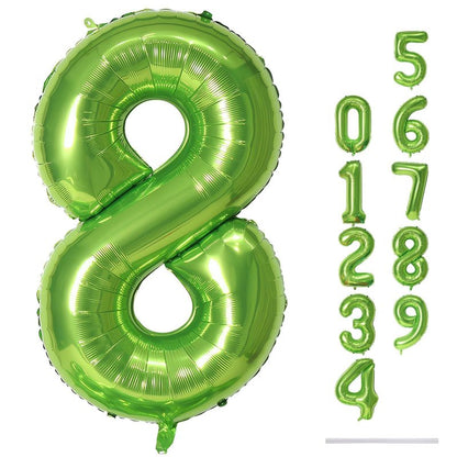 40 Inch Green Foil Balloon Number 8, Giant Self Inflating Number Balloons 0-9 for Men Women, Digital 8 Helium Balloons Set for Girls Boys 8th Jungle Birthday Anniversary Party Decorations Supplies