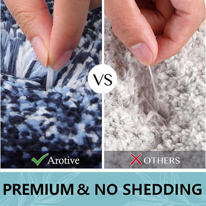 Arotive Microfiber Bath Rug - Soft, Absorbent, Non-Slip Plush Mat | 24x16 Dark Blue Rectangular
