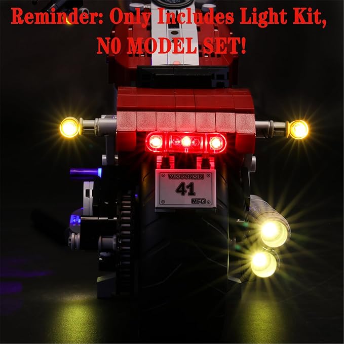 LED Light Set Compatible with Lego 10269 Harley-Davidson Fat Boy Creator Expert Building Blocks Model - Model Set NOT Included