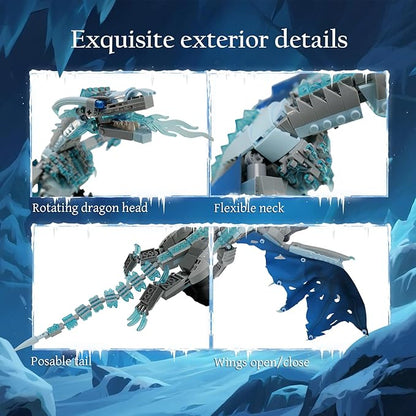Ideas Ice Dragon Building SetCompatible with Mainstream Brands Adults Collectible MOC Dragon Model STEM Toy for GOT Fans Home DecorCreative Gift for Kids Boys &amp Girls 8-16 (1019 PCS)