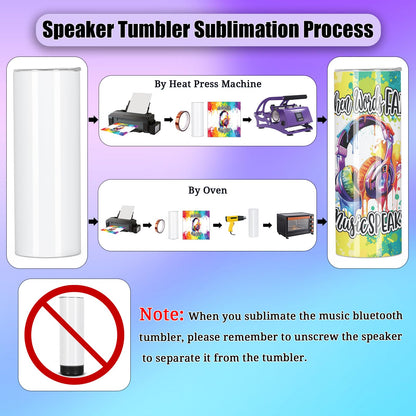 Micellwuu 8 Pack 20Oz Music Speaker Tumbler, Sublimation Tumbler Blanks Skinny Straight, Double Wall Insulated Music Coffee Mug with Detachable LED Light, Speaker Cup（Black）