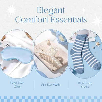 Gift Baskets for Women, 9pcs Unique Happy Birthday Gifts for Women, Best Ocean Christmas Gifts Ideas Relaxing Spa Set Blue Inspirational Get Well Box for Her Sister Friend Friendship Mom