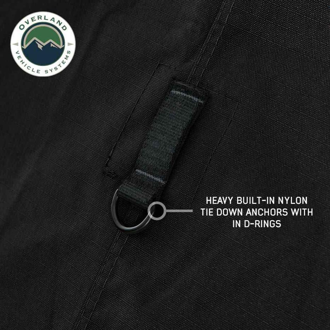 Overland Vehicle Systems XD Nomadic 180 Awning Wall with Windows - 320G Poly Cotton Rip Stop Black Out Matierial - Zipper Attachment Method
