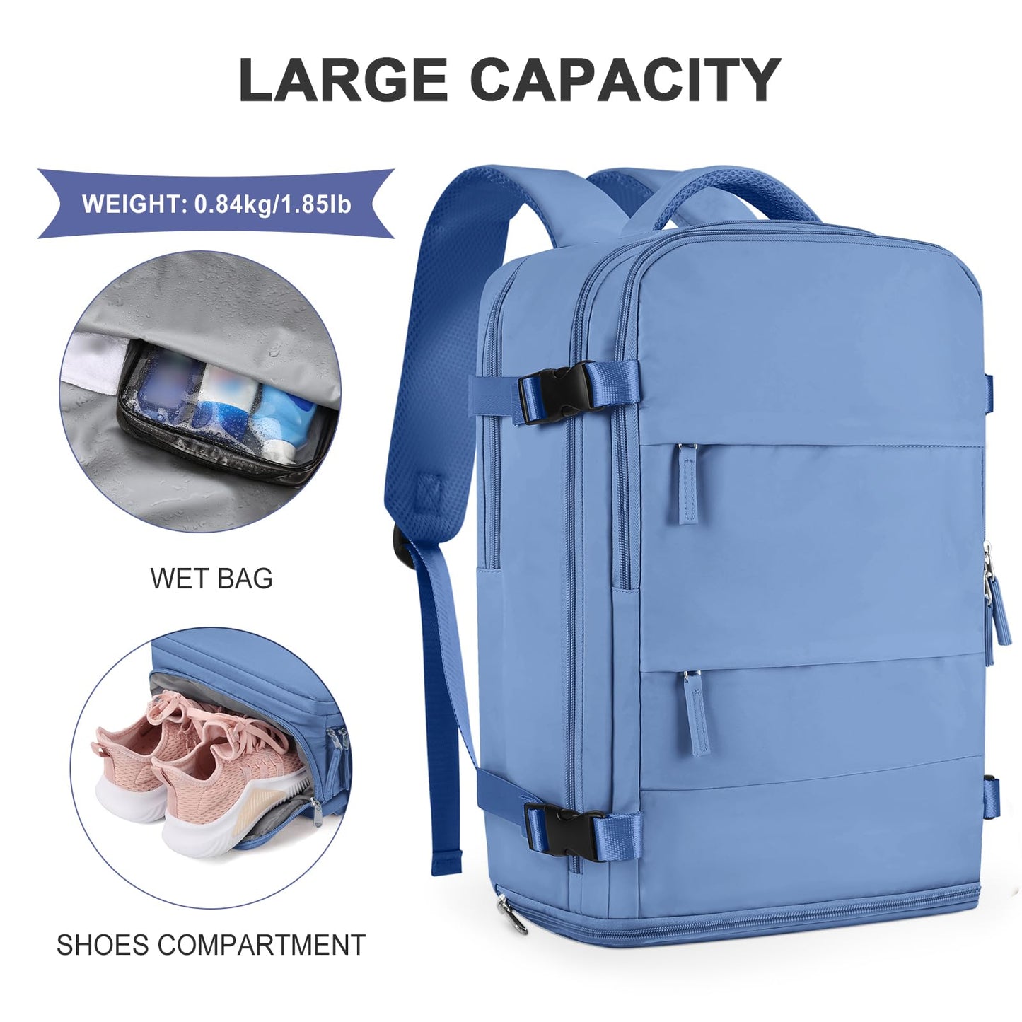 coowoz Travel Backpack Carry On for Women Man Gym Backpacks with Laptop Compartment Mochila de Viaje Teacher Personal Item Backpack Airplane Accessories Must Haves Grey Small