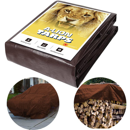 40x60Ft,Tarps Heavy Duty Waterproof, 10Mil Poly Tarps, Brown Multipurpose Tarpaulin with Metal Grommets, Edge Reinforcement Tear Resistant, UV Resistant, Camping, Outdoor Coverings