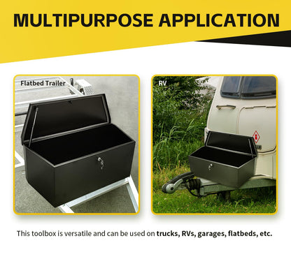 MaxxHaul 35" Steel Trailer Tongue Box A Frame Storage Chest with Lockable Latch Weather Resistant Tool Box for RV Utility Trailer and Boat (80350)