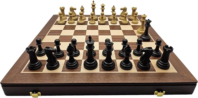 18 Wooden Chess SetFolding Storage Wooden Chess Board Sets Large Chess Board Sets Premium Board Games Chess Set for Adults and Kids Chess Enthusiasts