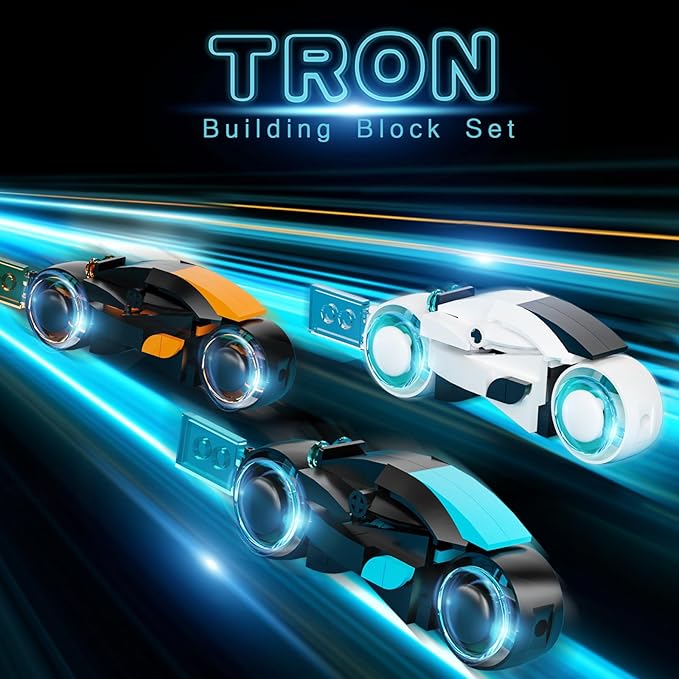 TRON Legacy Building Set Tron Light Cycle Collectible Toy Motorcycle Building Block Set Toy for TRON Fans and Kids
