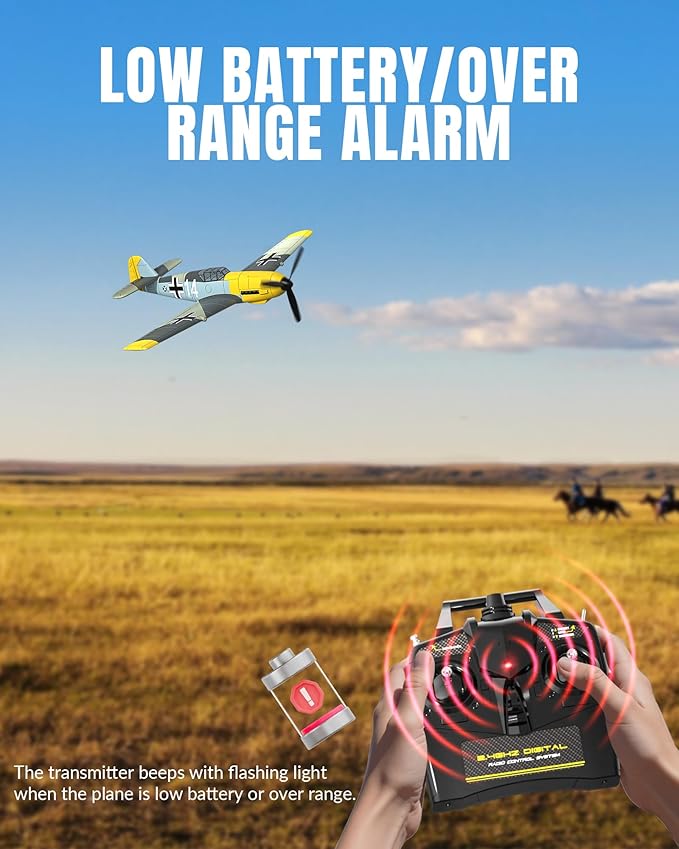 volantexrc RC Plane 4 Channel Remote Control Airplane BF109 Fighter RTF with Aileron Gyro Aerobatics &amp 3 Modes Easy to Fly Hobby Radio Controlled Aircraft for Beginners &amp Adults (Yellow)