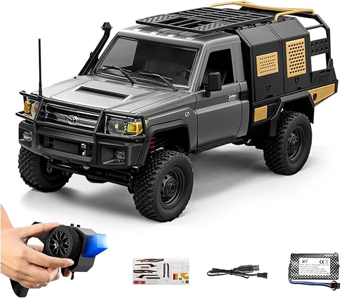 YIKESHU Rc Cars for Adults 2-Speed 2.4GHz Proportional Control Remote Control Car with LED Lights RC Rock Crawler 4X4 for Outdoor Indoor (Silver)