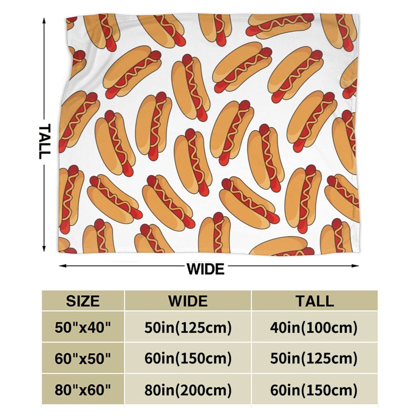 Hot Dog Food Throw Blanket Super Soft Warm Bed Blankets for Couch Bedroom Sofa Office Car, All Season Cozy Flannel Plush Blanket for Girls Boys Adults, 60"X50"