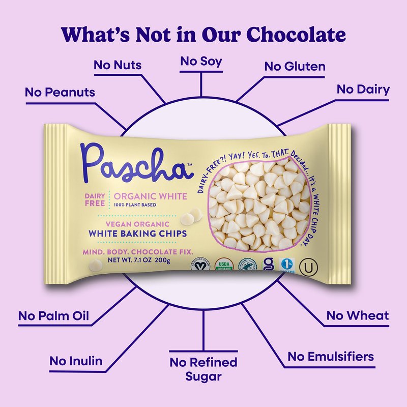Pascha, Organic White Rice Chocolate Baking Chips, 7.1 Ounce