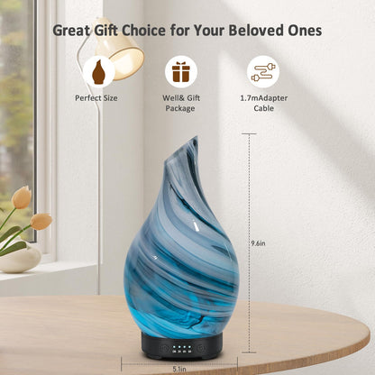Essential Oil Diffuser 120ML Glass Ultrasonic Aromatherapy Oil Diffuser-Aroma Humidifier Glass Diffuser,7 Color Changing Light Waterless Auto-Off-Ultra-Quiet for Sleeping Yoga Home Office and Spa