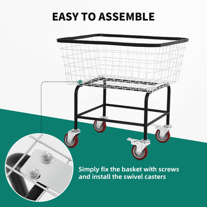 Ultym Extra-Large Rolling Laundry Cart with Wheels Holds 4 Washer Loads, Wire Laundry Basket, Heavy-Duty Steel Storage Basket with Galvanized Finish, for Commercial or Home Laundry