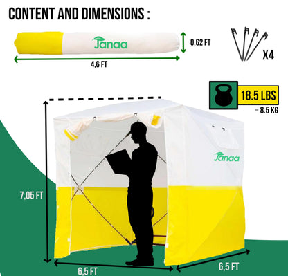 JAX3® Professional Work Tent | Pop Up | 6.2x6.2x7 Ft | Instant Quick and Easy Tool-Free Setup | Waterproof UV50+ & Flame Retardant (CPAI-84) | Splicing, Commercial Tent, Fiber Optic for Heavy-Duty Use