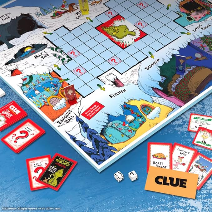 CLUE: The Grinch Classic Mystery Board Game Solve the Holiday Theft in Whoville with Cindy-Lou &amp More Discover Who Where and What was Taken Officially Licensed Dr. Seuss Merchandise
