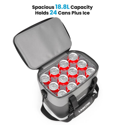 LARCOOL Ultra -Tough 24 Can Soft Cooler Bag | Insulated Waterproof Portable Ice Chest with Adjustable Strap | Large Leak-Proof Lunch Coolers Box for Beach | Travel | Camping | Car | Hiking
