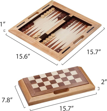 Mainstreet Classics by GLD Products Dutchman 3-in-1 Combo Folding Board Game SetBrown11-15 inches55-0202