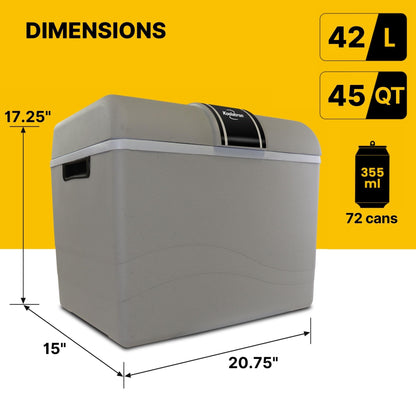 Koolatron 12V Iceless Cooler & Warmer – Portable 45 Qt Electric Cooler for Car, Truck, Camper, Boat, Hard Sided Mini Fridge for Camping, Picnic, Travel, Lunch, Food, Drinks, Bedroom, Office, Dorm