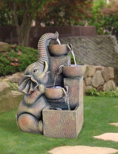 SEINHIJO Outdoor Floor Water Fountain Fengshui Waterfall Modern Decor Gift for Garden Yard Patio LED Lights 15 x 9 x 20 Inch