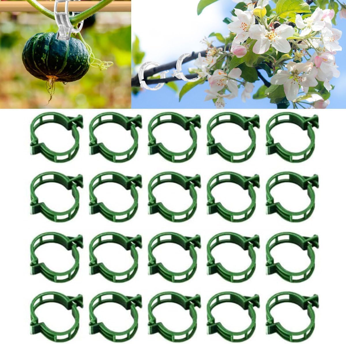 Plant Support Clips - Reusable Tomato Clips for Trellis | 50 Green Plastic Garden Clips for Indoor & Outdoor Use