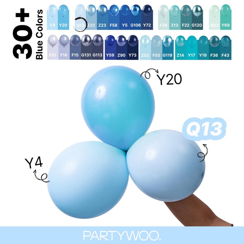 PartyWoo Baby Blue Balloons 140pcs Different Sizes of 18 12 10 5 Inch Light Pastel Sky Aqua Blue Balloon Arch Kit Garland for Graduation Baby Shower Gender Reveal Easter Party Decorations Blue-Q13