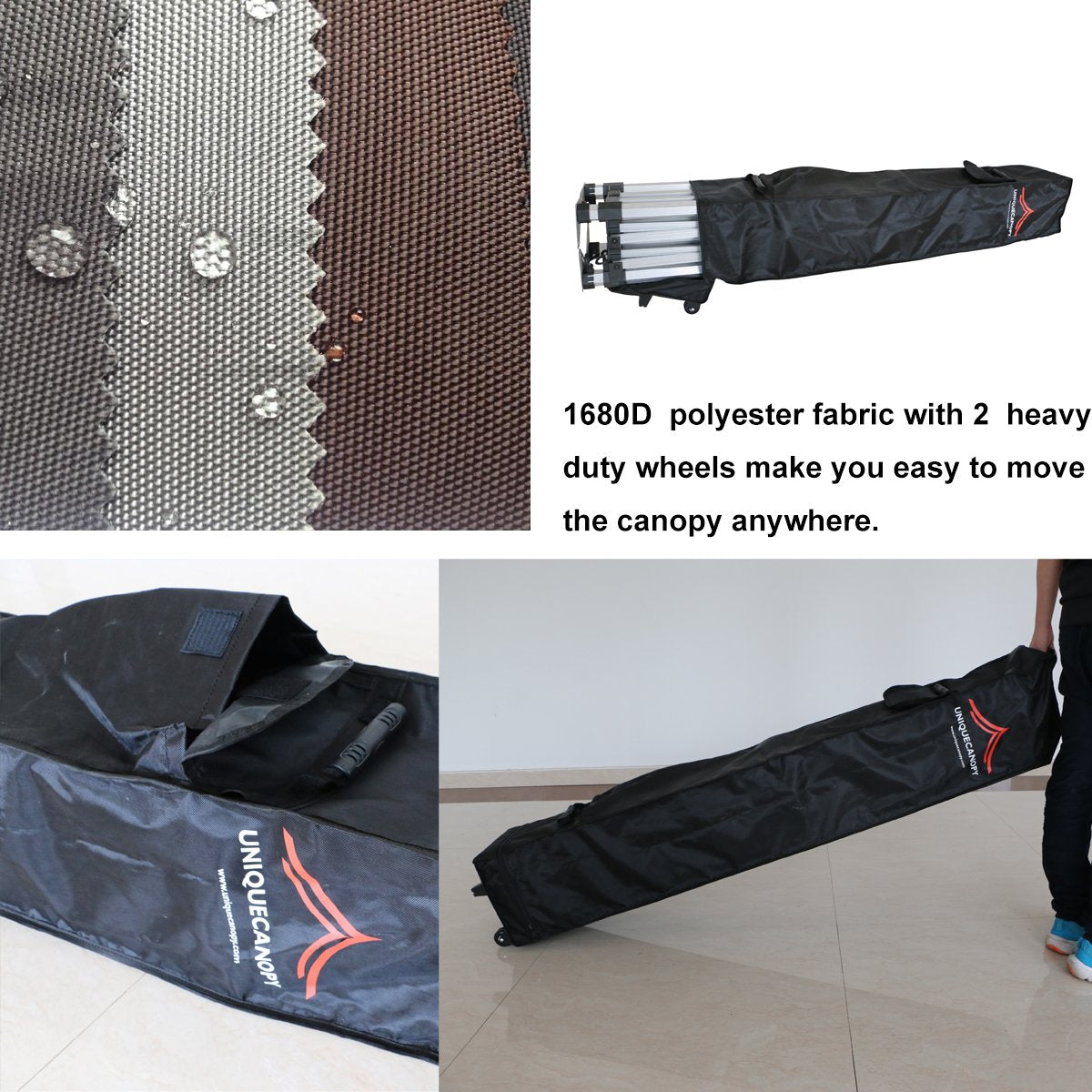 UNIQUECANOPY 10'x10' Pop Up Canopy Tent Commercial Instant Shelter, with 4 Removable Zippered Side Walls and Heavy Duty Roller Bag, 4 Sand Bags Blue