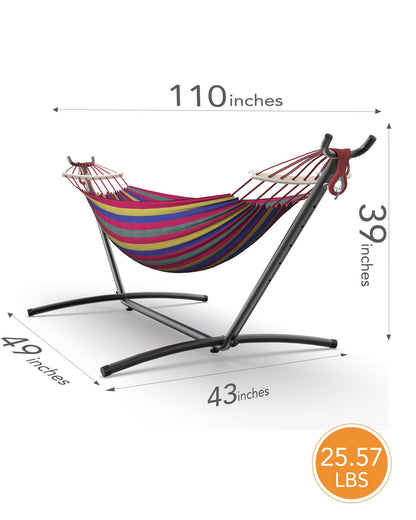 EveryFun Double Hammock with Heavy-Duty Steel Stand,Portable,Easy Assembly,600lbs Weight Capacity,Suit for Indoor,Yard,Camping,or Outdoor-Wide Red