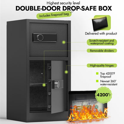 8.6 CuFt Safe Box, Large Safe for Home Office, Heavy Duty Safe with Digital Lock & Keypad, Document Safe with Hidden Compartment, Adjustable Shelf, Anti-Theft Alarm, Fireproof and Waterproof Bag