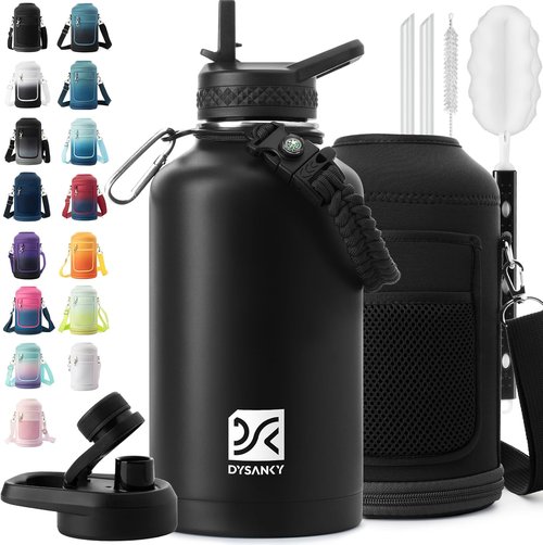 DYSANKY Insulated Water Bottle - 64 oz Thickened Stainless Steel Vacuum Jug | Portable for Gym & Hiking with Straw & Carrier Bag