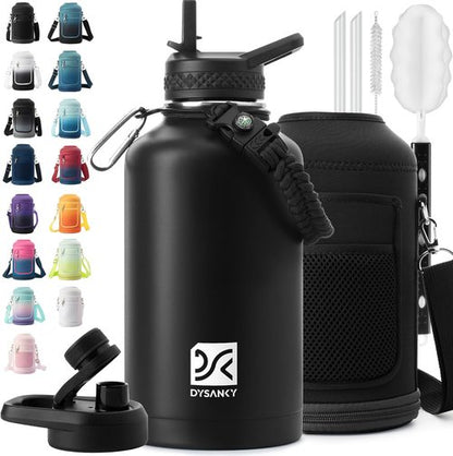 DYSANKY Insulated Water Bottle - 64 oz Thickened Stainless Steel Vacuum Jug | Portable for Gym & Hiking with Straw & Carrier Bag