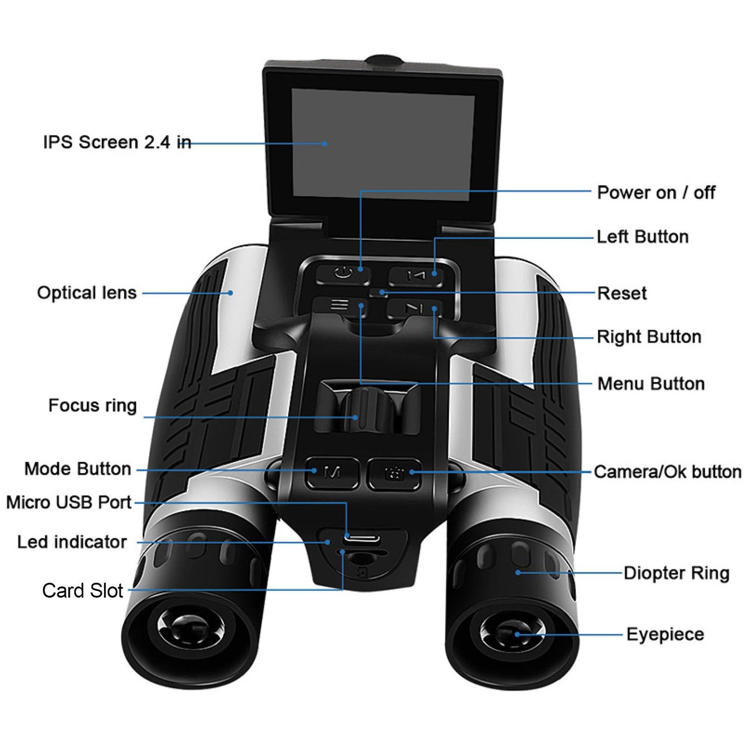 Digital Binoculars with 48MP Camera 2.5K Videos,12x32 Binoculars,Binoculars for Adults High Powered,2.4 Color Display 12x Optical Zoom 8X Digital Zoom Ideal for Concerts,Bird