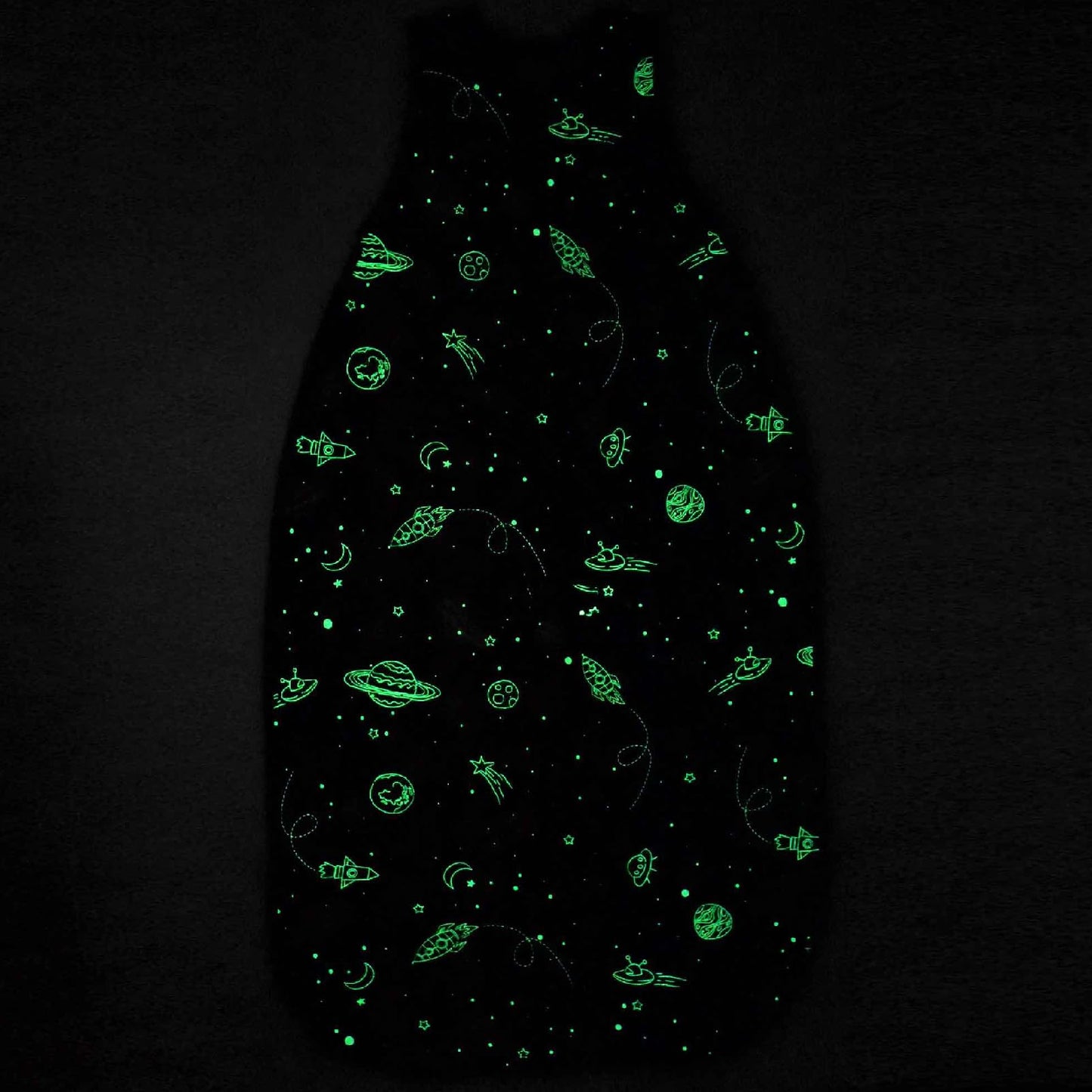 Woolino Big Kid Sleeping Bag, 4 Season Baby Sleep Sack, Merino Wool and Organic Cotton Wearable Blanket, 4-6 Years, Space (Glow In The Dark)