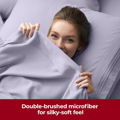 Mellanni Extra Deep Twin Sheets - Hotel Luxury, Ultra Soft Cooling Bedding - Wrinkle & Stain Resistant (Twin, Lavender)