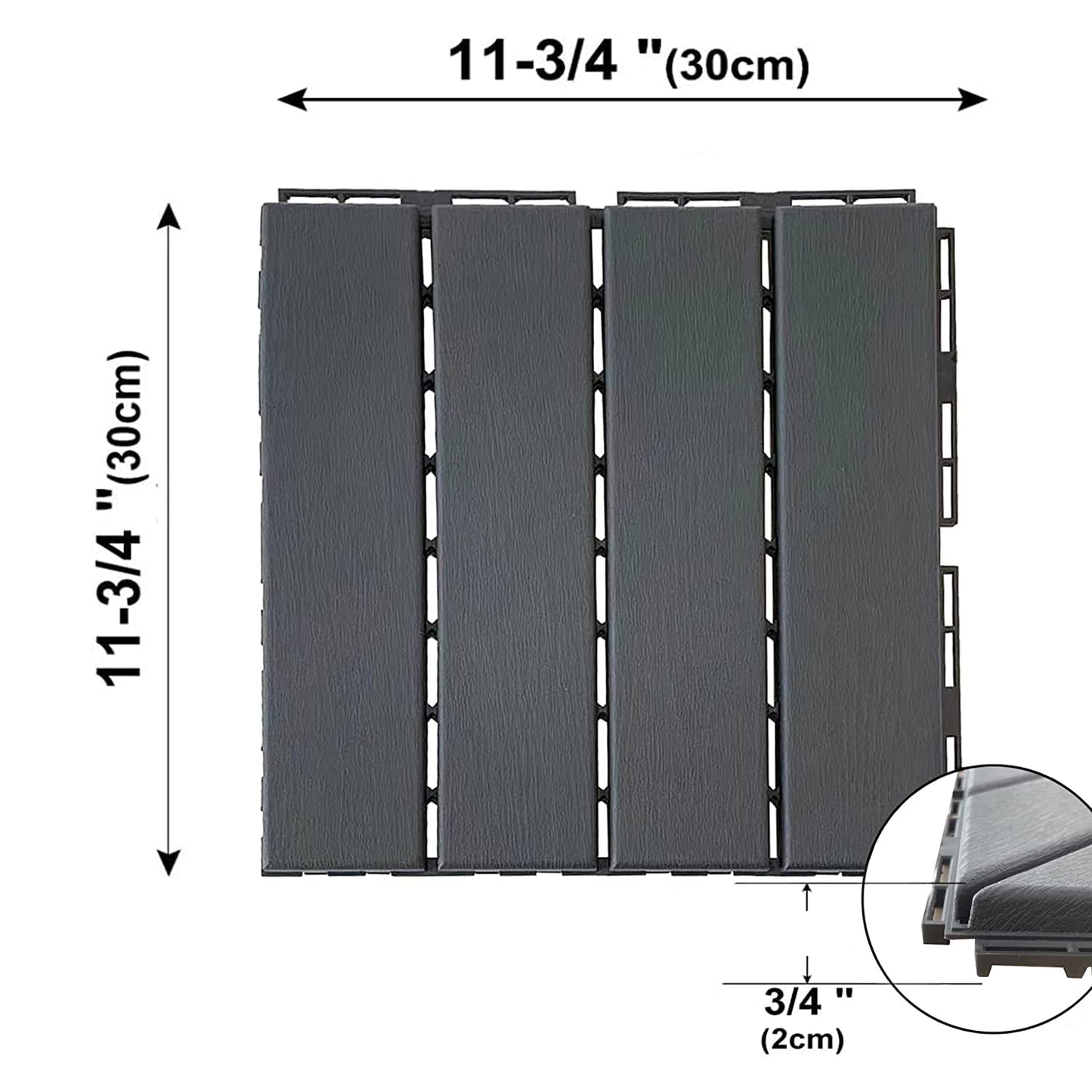 MinCHI257 60 sq. ft Plastic Interlocking Deck Tiles,60 Pack Patio Deck Tiles,12"x12" Waterproof Outdoor Flooring All Weather Use, Patio Floor Decking Tiles for Porch Poolside Balcony Backyard, Grey