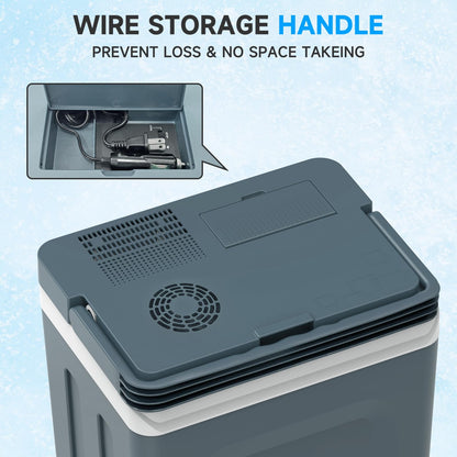 SHAREWIN 25L Portable Electric Cooler & Warmer, Small Refrigerator with Handle, 110V AC and 12V DC Car Fridge, Camping/Outdoor/Travel Cooler for Vehicles & Trucks, Grey