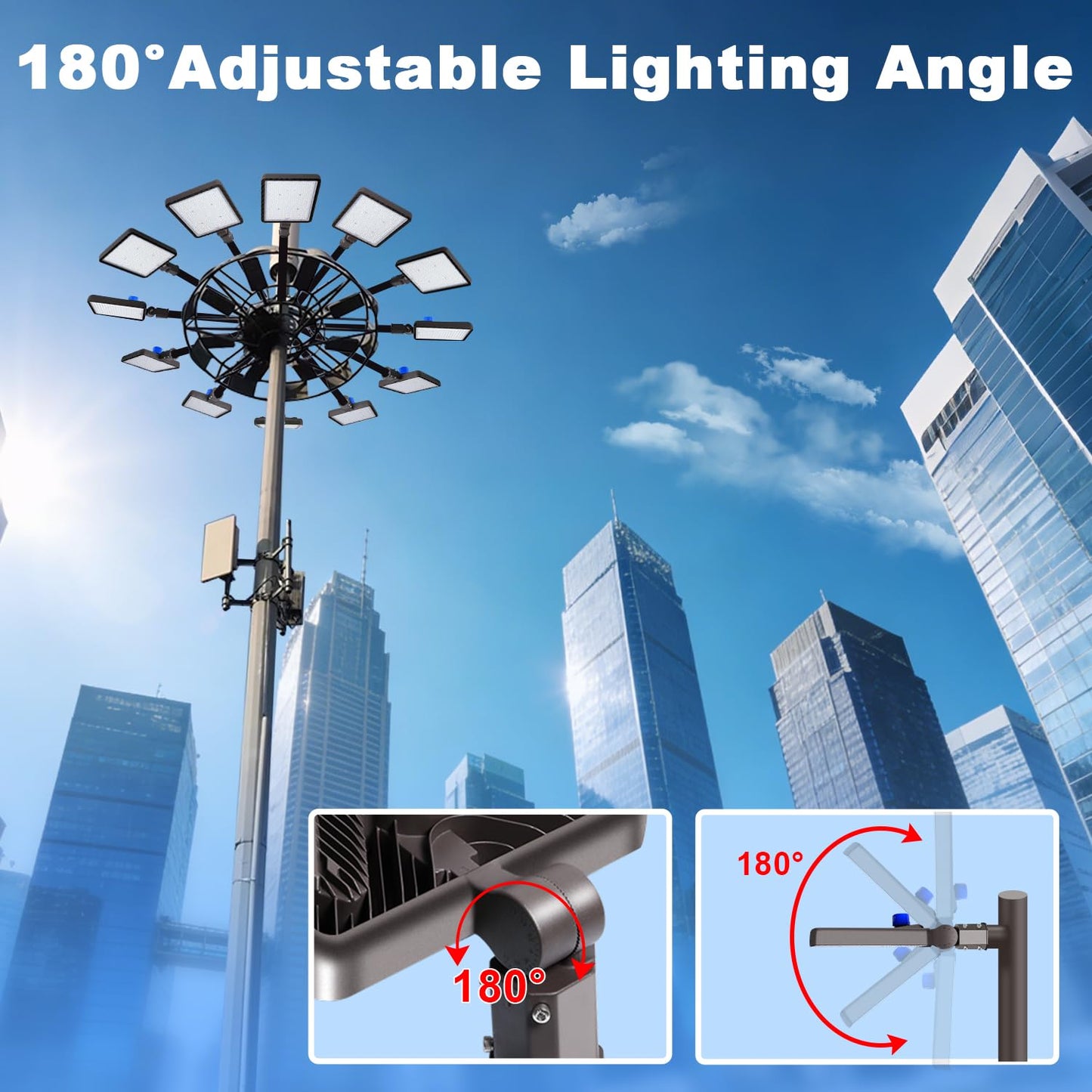 Dream Eeve 480W LED Parking Lot Light Slip Fitter Mount 72000LM Dusk to Dawn 5000K Led Flood Light Outdoor Commercial Security Area IP65 Waterproof 85-277V for Street Stadium Driveway