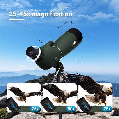 SVBONY SV28 Spotting Scope with Tripod & SC002 WiFi Camera for Digiscoping, Waterproof & Fofproof, 25-75x70mm Long Range Spotter Scope for Target Observing, Bird Watching