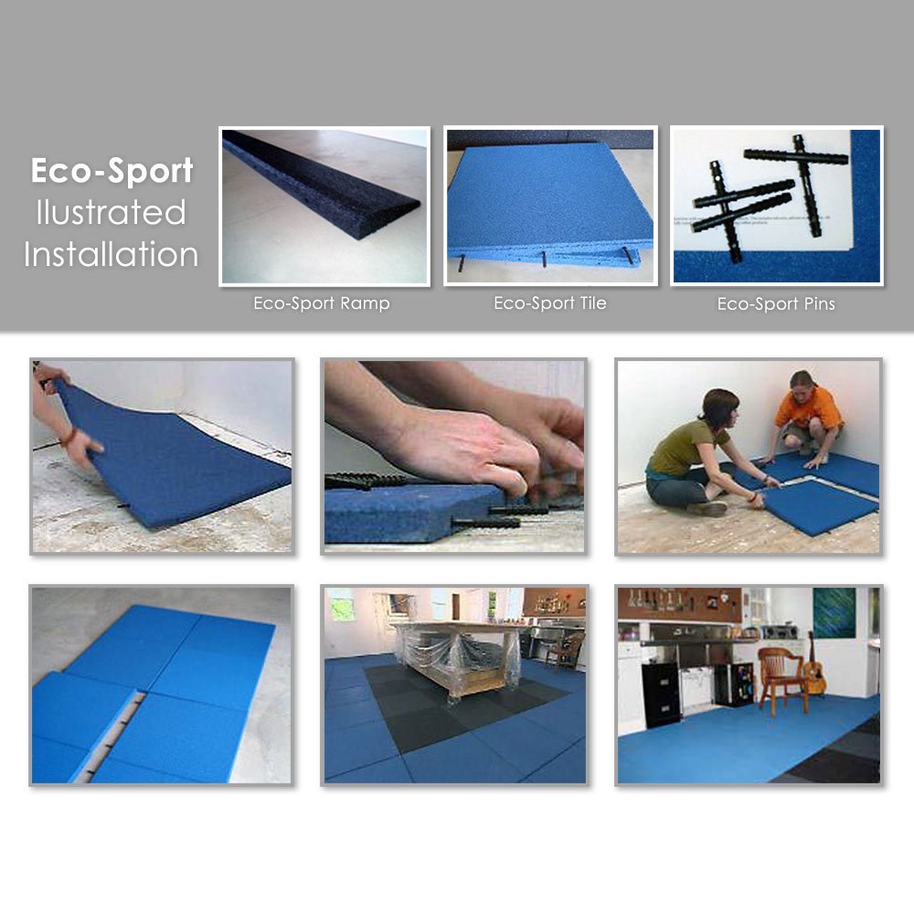 Rubber-Cal Eco-Sport 1-inch Interlocking Flooring Tiles - 1 x 20 x 20-inch Rubber Tile - 12 Pack, 32 Sqr/Ft Coverage - Green in Color