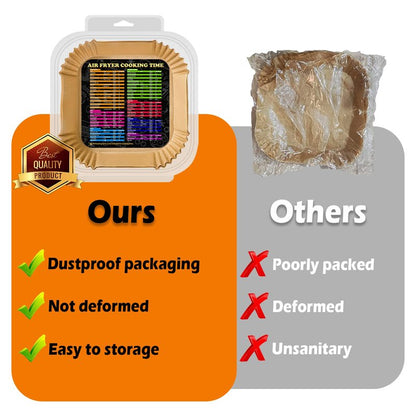 Air Fryer Liners Disposable, Large Airfryer Liners 10 Inch Square, Non-stick Air Fryer Paper Liners Oil Resistant, Waterproof Air Fryer Parchment Paper Liners for Roasting Microwave