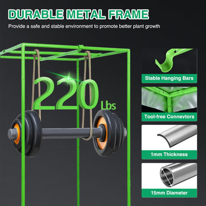 Yesker 3x3 Grow Tent 36"x36"x72" High Reflective Mylar Indoor Growing Tents 600D Oxford Cloth with Observation Window and Removable Floor Tray for Hydroponics Indoor Plants Fruit Flower Veg Growing