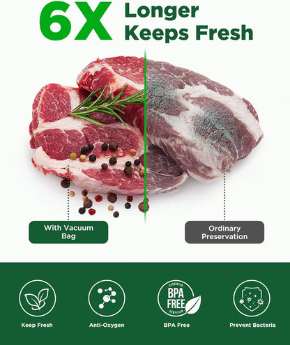 Skiennix Vacuum Sealer Bags - Heavy Duty BPA-Free Food Storage | 6 Rolls, 28CM x 6M