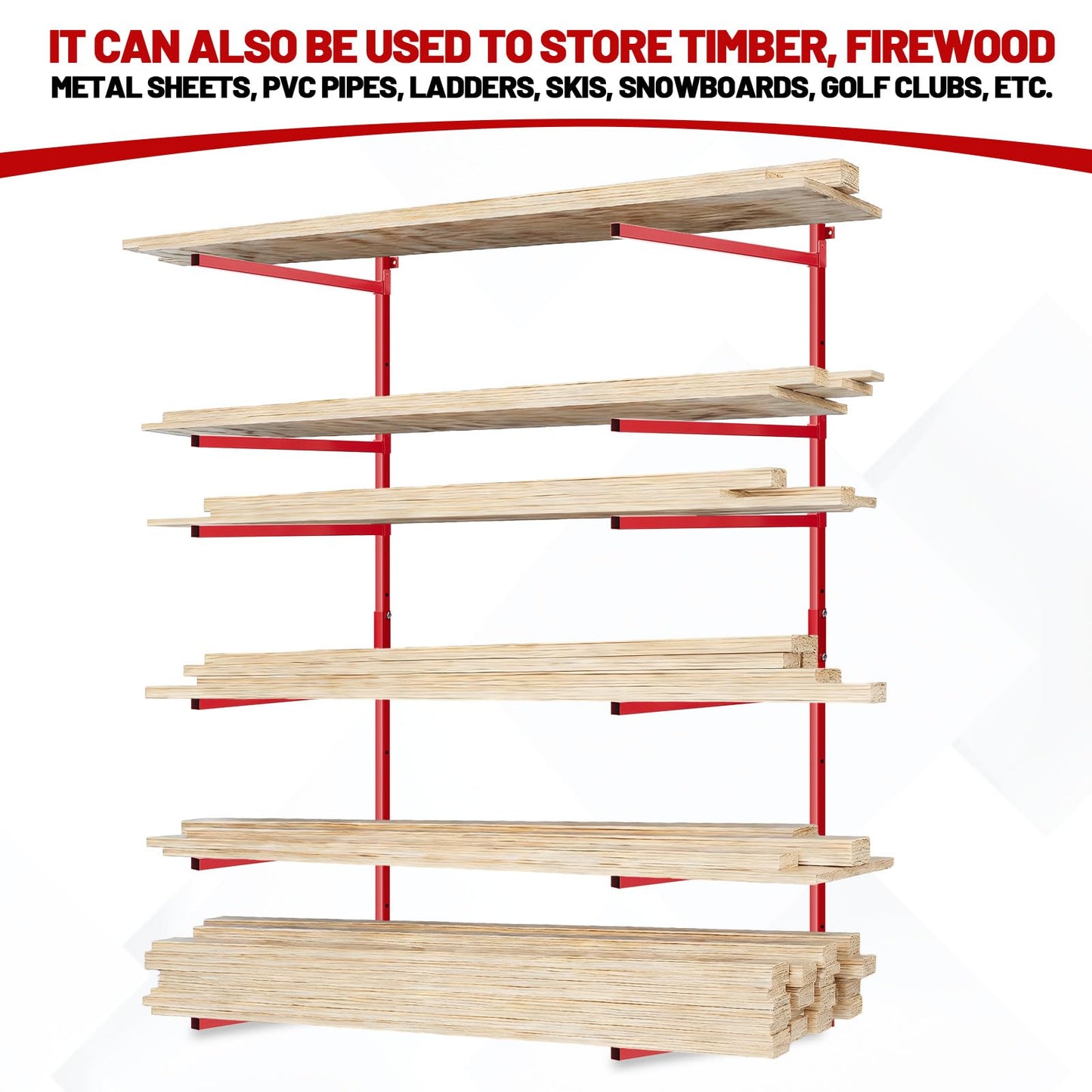 BBTO Wall Mount Bumper Stand, Auto Bumper Storage Rack, Load 200lbs/pair Arms for Workshop Body Repair Parts Storage Wood Lumber Store(66.14 H X 24.02 L,6 Place)