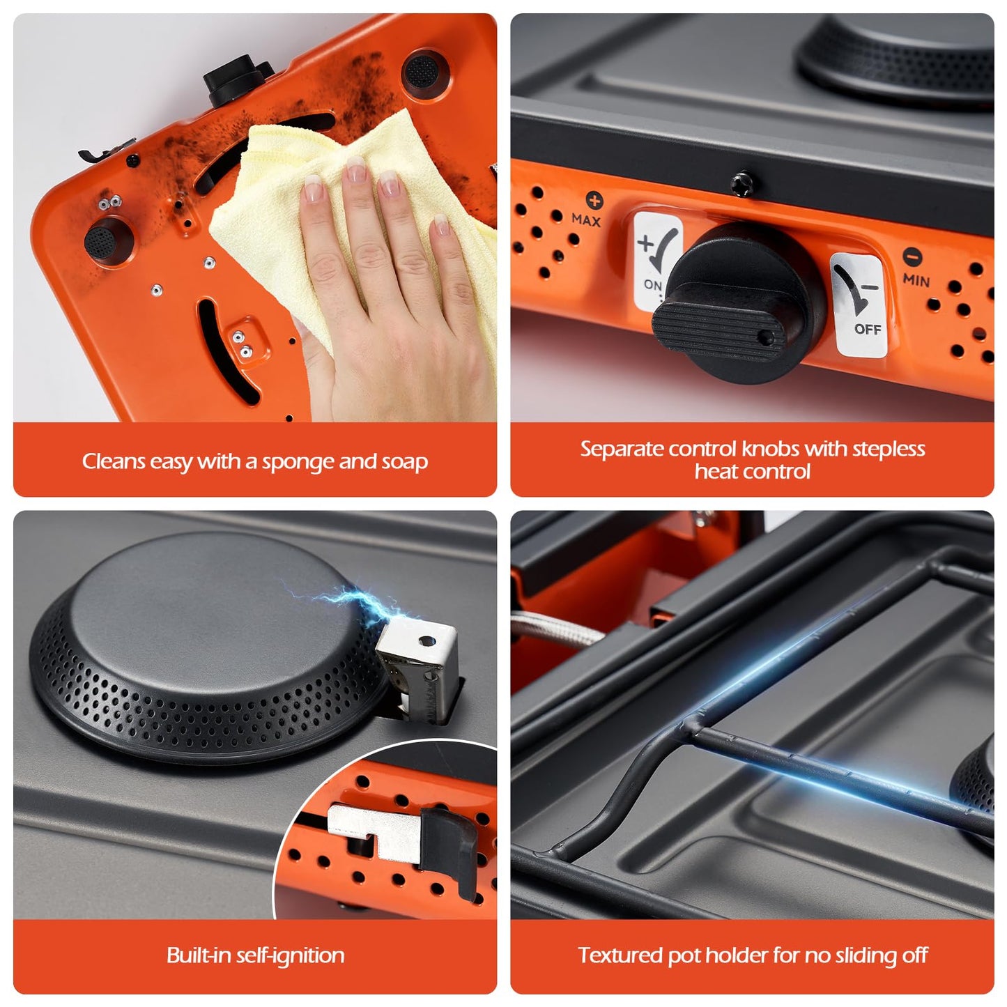 Odoland Bundle - 2 Items 3500W Windproof Camp Stove and Portable 2 Burner Camping Stove